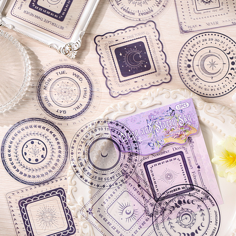

12pcs/pack Vintage Plant Flower Frame Stickers PET Materials DIY Scrapbooking Materials Collage Junk Journal Decor Stickers