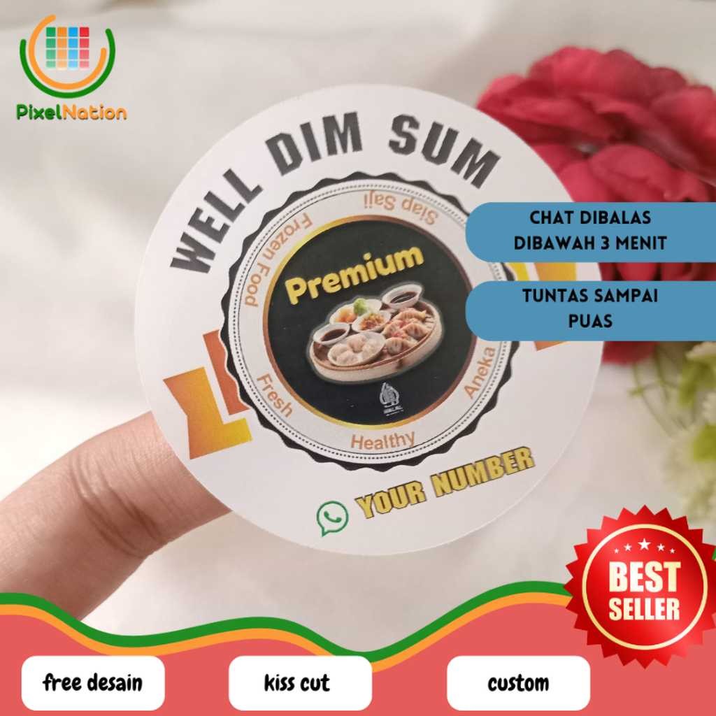 

PiNat 2-4 Sticker Label Bulat Dimsum Stiker Makanan Free Desain Dimsum Custom Chromo Uk.Kecil