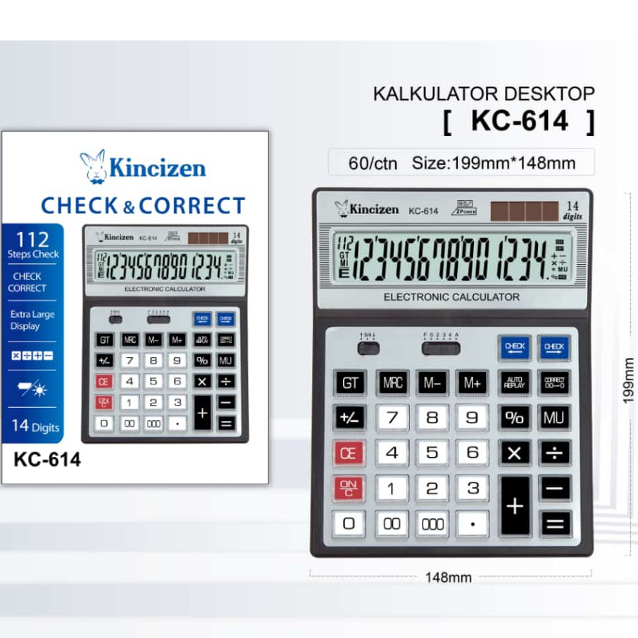 

Kalkulator KINCIZEN KC- 614 / Kalkulator KINCIZEN KC-614 Tombol Besar Mika 14 DIGIT MURAH Bisa Cod