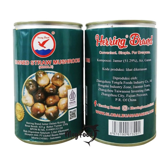 

Herring Brand Canned Straw Mushroom / Jamur Merang Kaleng 425 gram