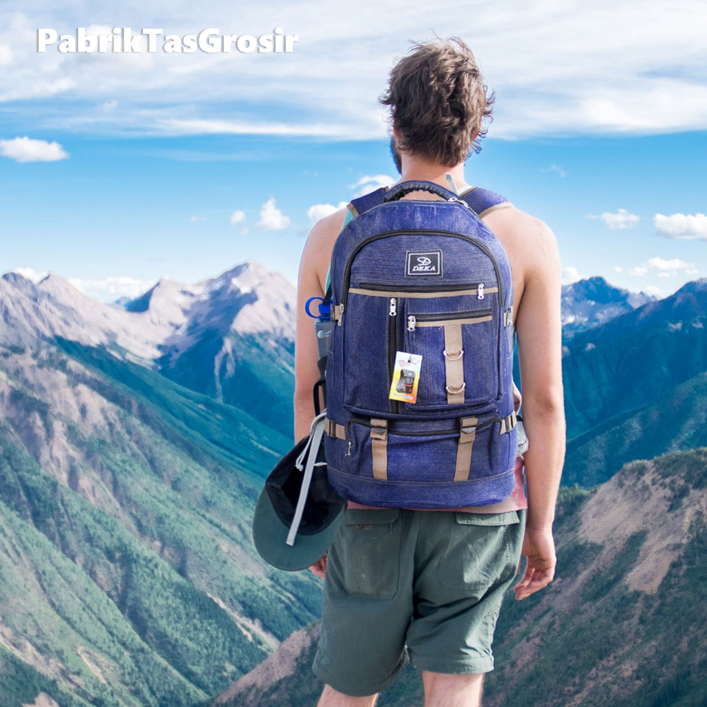 [PREMIUM ORIGINAL] Carriier Gunung 40 Liter Kanvas Denim Tas Gunung Muncak Mendaki Ransel Camping Hi