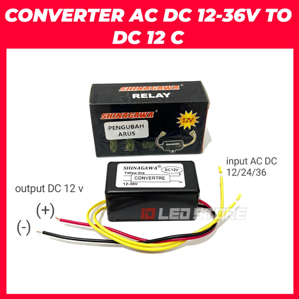 ORIGINAL STEP DOWN SHINAGAWA CONVERTER AC DC 24V/36V TO DC 12 VOLT MODUL PENGUBAH ARUS TO DC 12 VOLT