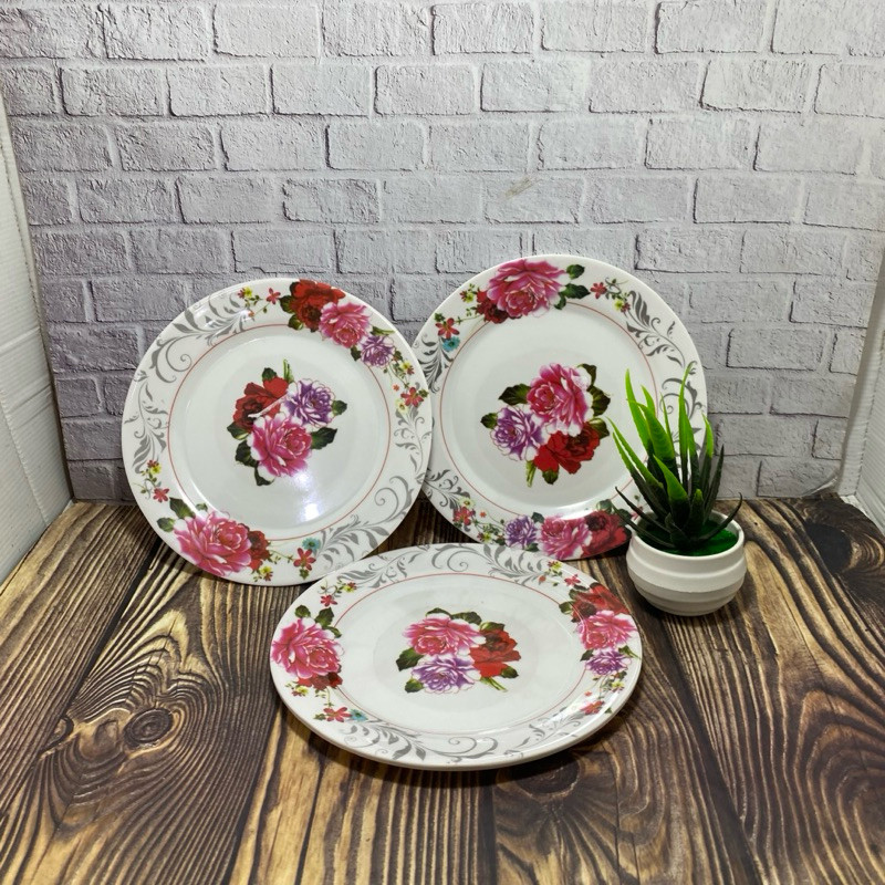 PIRING MOTIF BUNGA PIRING MELAMIN MEISING / PIRING KUE 5inch DC-7