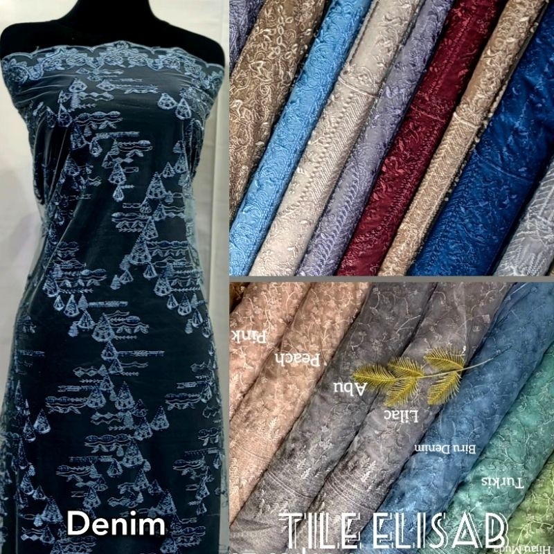 Kain Brokat Tile Bordir Motif Bahan Kebaya Tile Akar Bordir