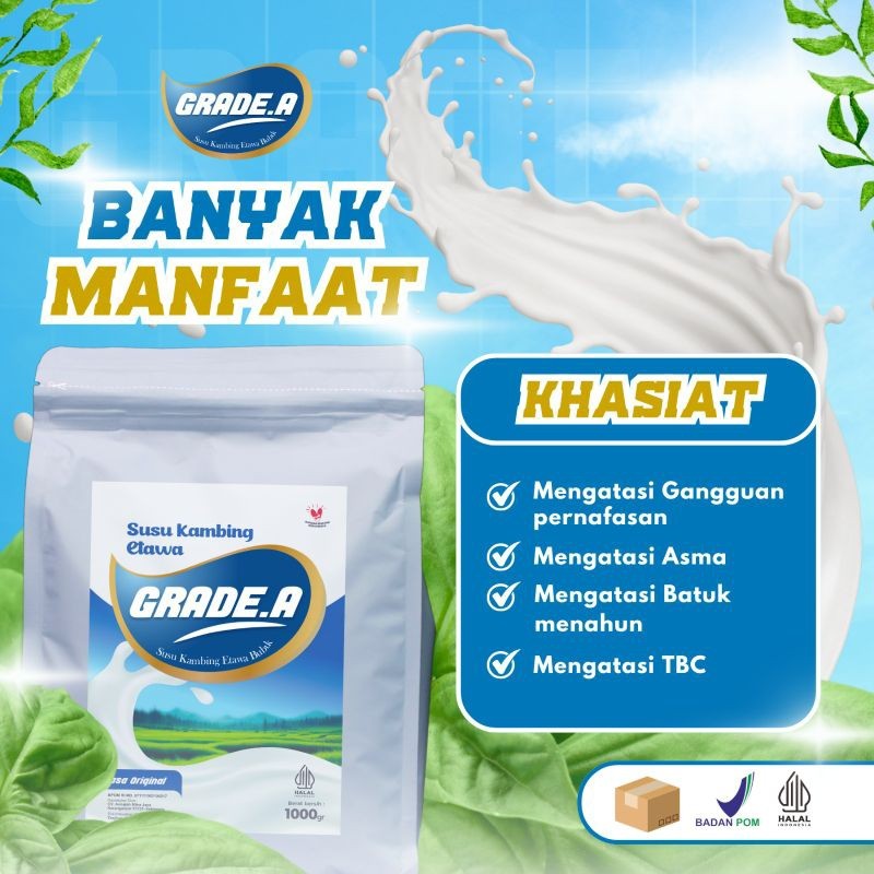 

GRADE.A SUSU KAMBING ETAWA BUBUK RASA ORIGINAL UKURAN 200GR/500GR/1000GR