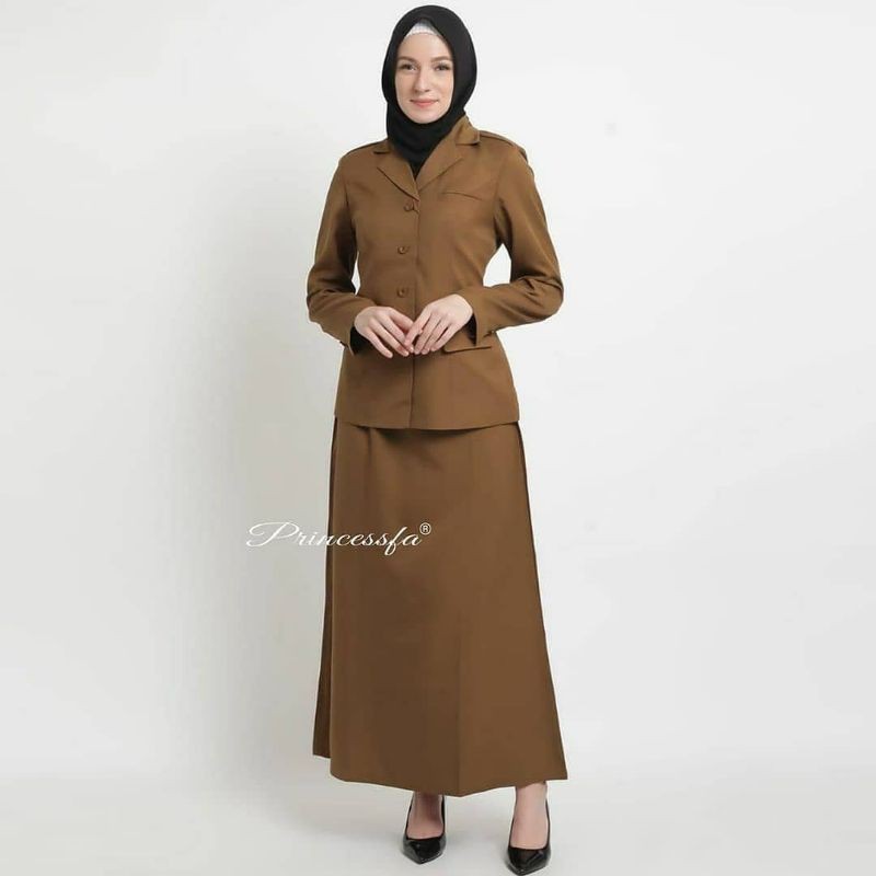 (BISA COD) princessfa /Seragam PNS/Blazer PNS/Baju Pemda/baju pns / seragam pdh (coklat tua)