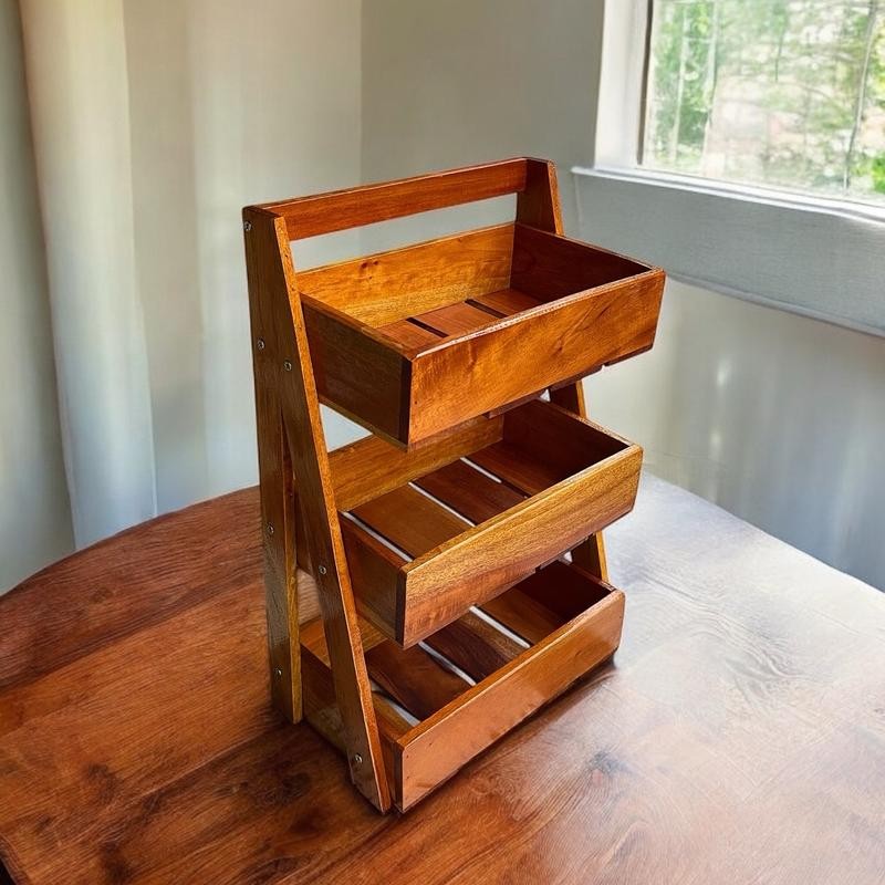 Rak Bumbu Dapur Susun 3, Rak Kombinasi, Rak Serbaguna, Rak Kayu