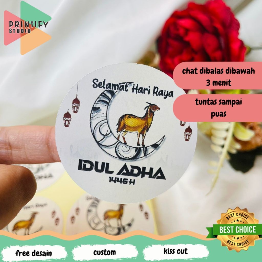 

Printify 5-8 Sticker Selamat Hari Raya Idul Adha | Lebaran Haji Toples Cookies Free Desain Custom