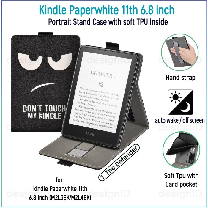 

promo -Kindle paperwhite 11th stand case tpu auto ke hand strap cover art - Sleepy cat