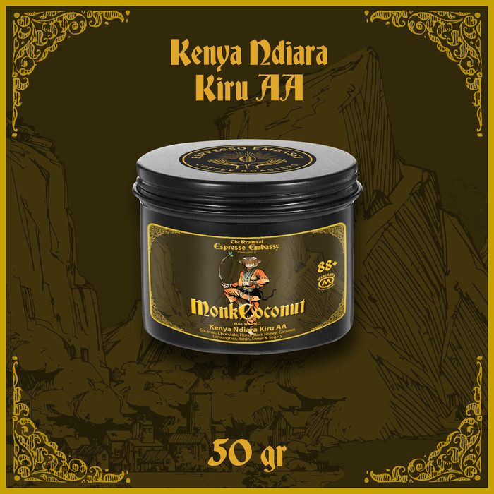 

Kenya Ndiara Kiru AA, Full Washed - Monk Coconut - Biji Kopi Arabika - 50g