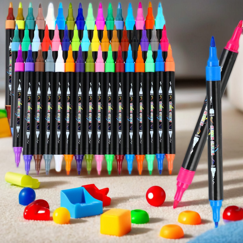 

30/48/60/72 Color Double Head Point Pen Acrylic Propylene Metal Marker Pen Hand Account Paintings Fine Arts Brush Set Cardboard
