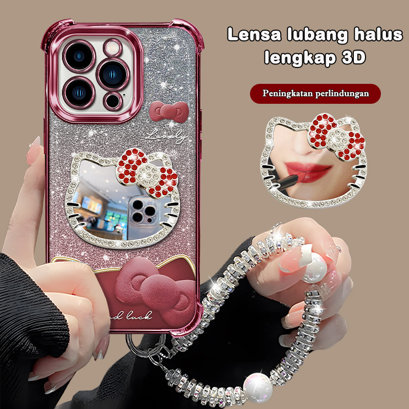 CASE Cermin Hello Kitty HP Redmi 13C 12C 10A 10C Note 12Pro 11Se 10S 9A Xiaomi Poco M6PRO M5S M2 C65