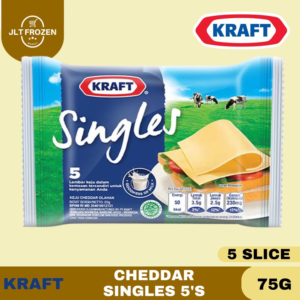 

Kraft Keju High Calcium Singles 5 Slice Untuk Burger dan Camilan 75g