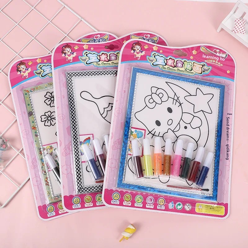 

Large Size 6 Pens Gold Dust Graffiti Painting Handmade Coloring Drawing Toys for Kindergarten Children Sand Picture Creation