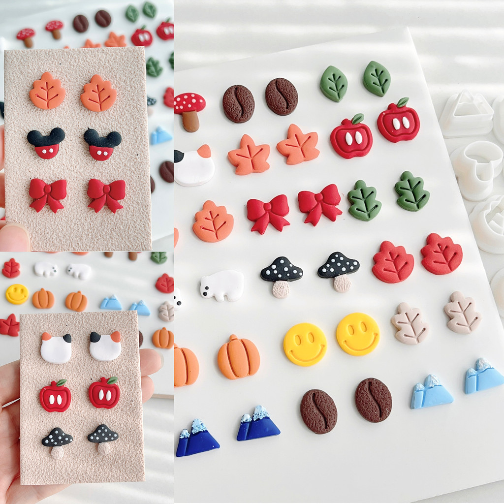 

Mini Earrings Polymer Clay Cutter Mushroom Leaf Animal Forest Shape Clay Mold Mini Mouse Clay Cutters For DIY Earrings