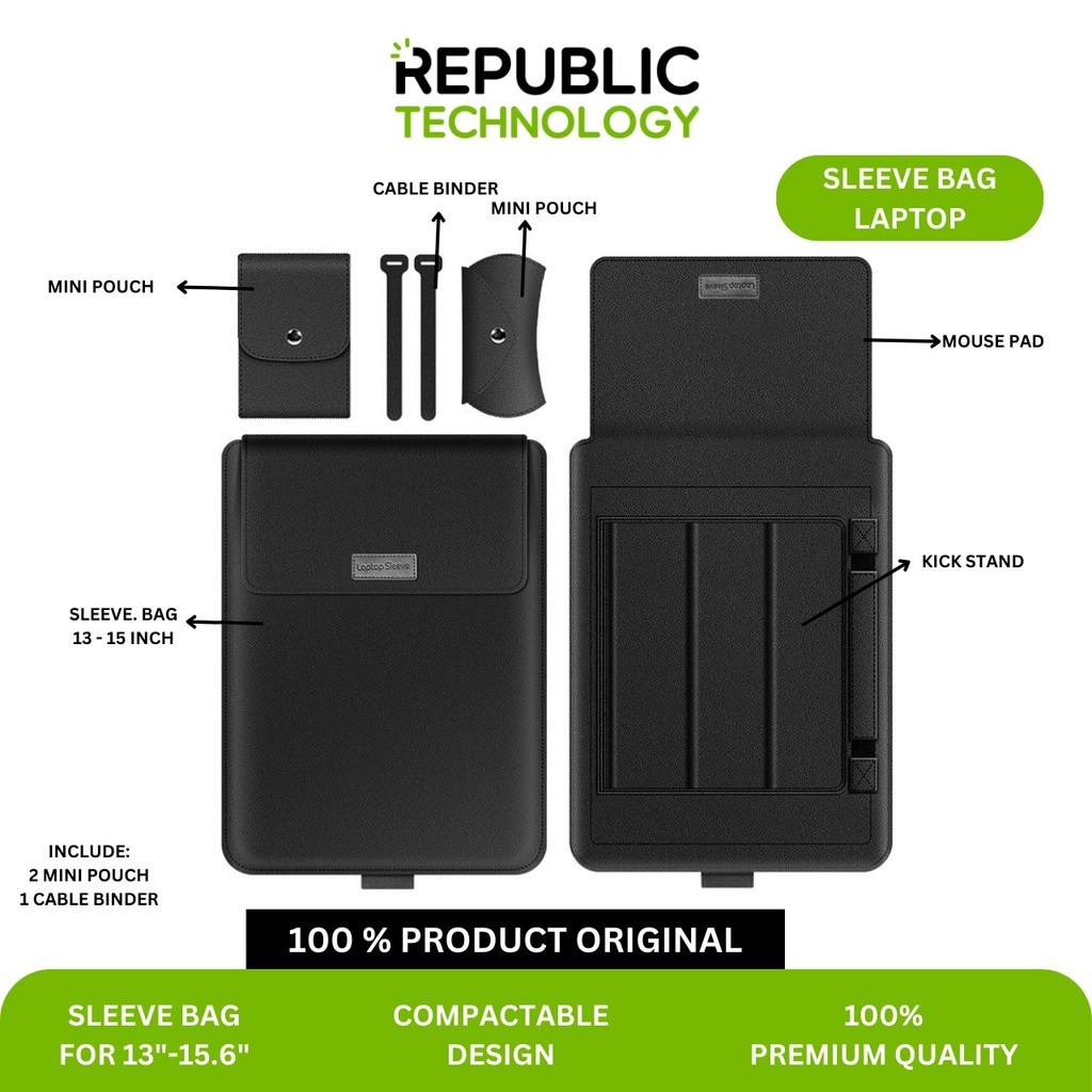 NK87TR Republic Technology Tas Laptop Sleeve Case Macbook dan Universal Multifungsi 13 - 17 Inch