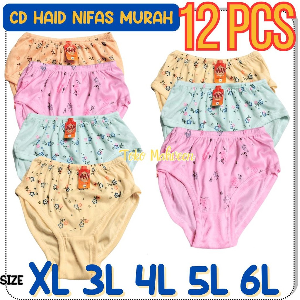 12 PCS Celana Dalam CD Wanita Motif Bunga Hyget CD Anak Remaja Wanita CD Haid Nifas Grosir Terlaris 