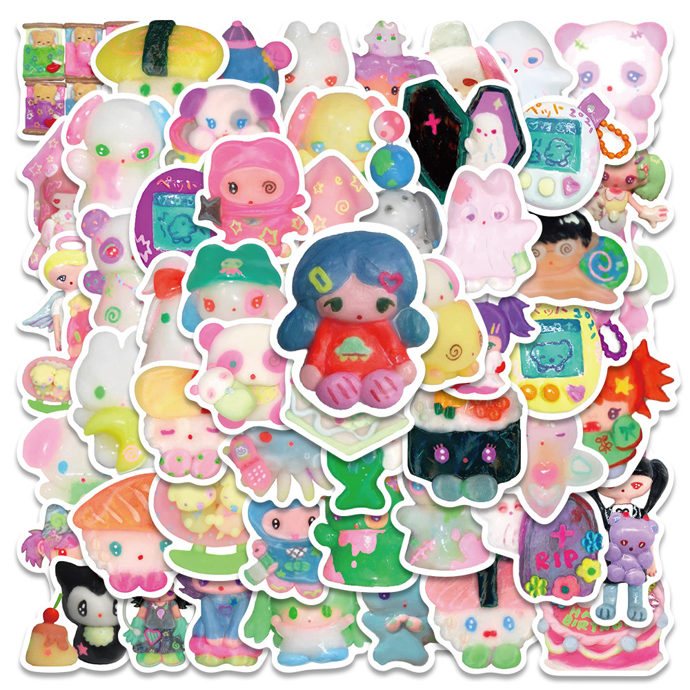 

56PCS 3D Crystal Clay Girl Cute Stickers Skateboard Notebook Fridge Phone Guitar Luggage Decal Sticker Kids Toy