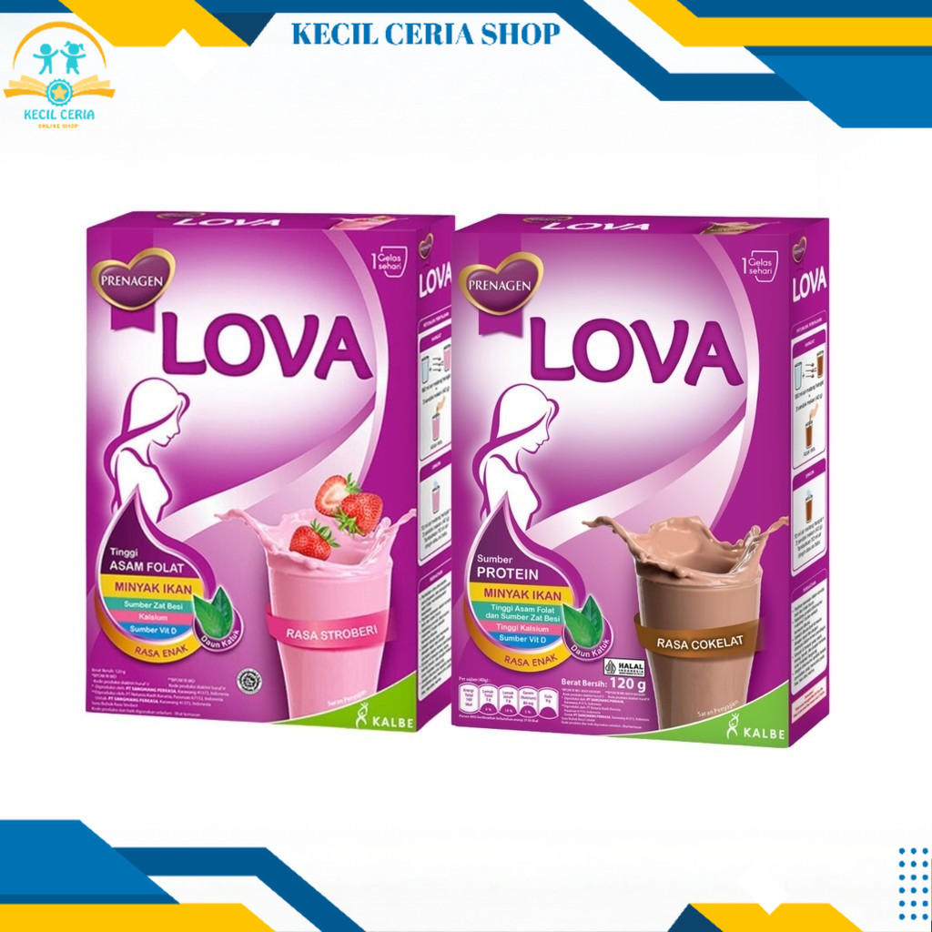 Prenagen lova Ibu Hamil 120gr Susu Rasa Coklat Dan Strawberry Promil Menyusui Lovamil Kecil Ceria