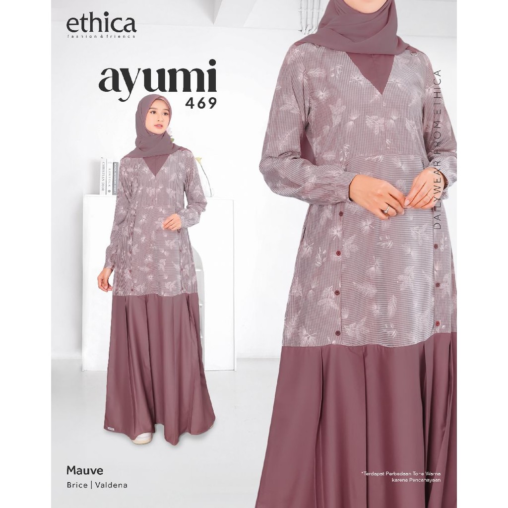 Original- Baju Dress Muslimah Daily Gamis Harian Simple Series Ayumi 469 by Ethica