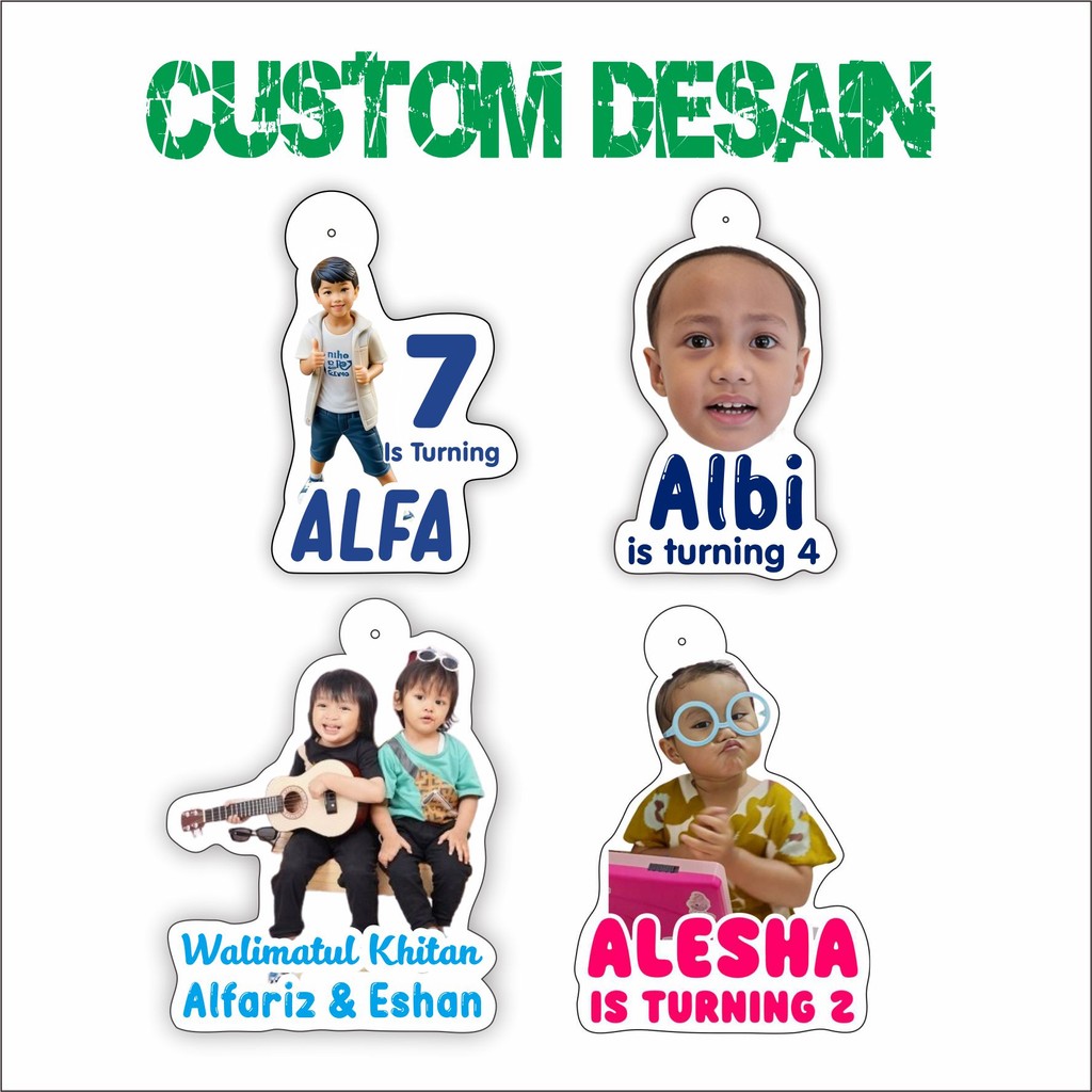 

Hang Tag Ultah Anak Custom Nama dan Foto Proses Cepat Isi 20 pcs