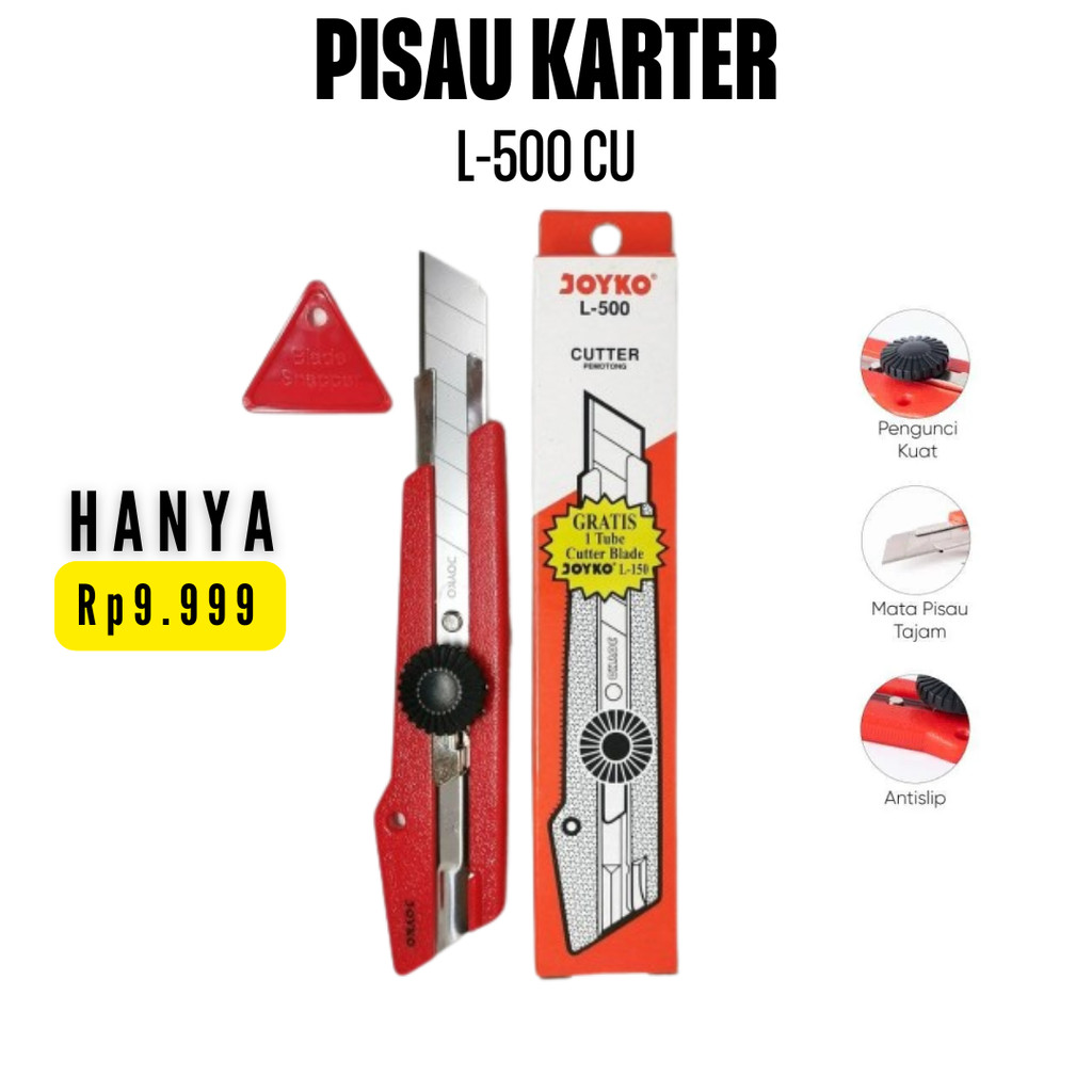 

(Promo) Pisau Cutter Joyko Besar L-500 CU / Pisau Cutter / Refill Cutter / Karter / Stainless Steel / Bahan Kuat Tahan Lama / Cod / Duta Gemilang