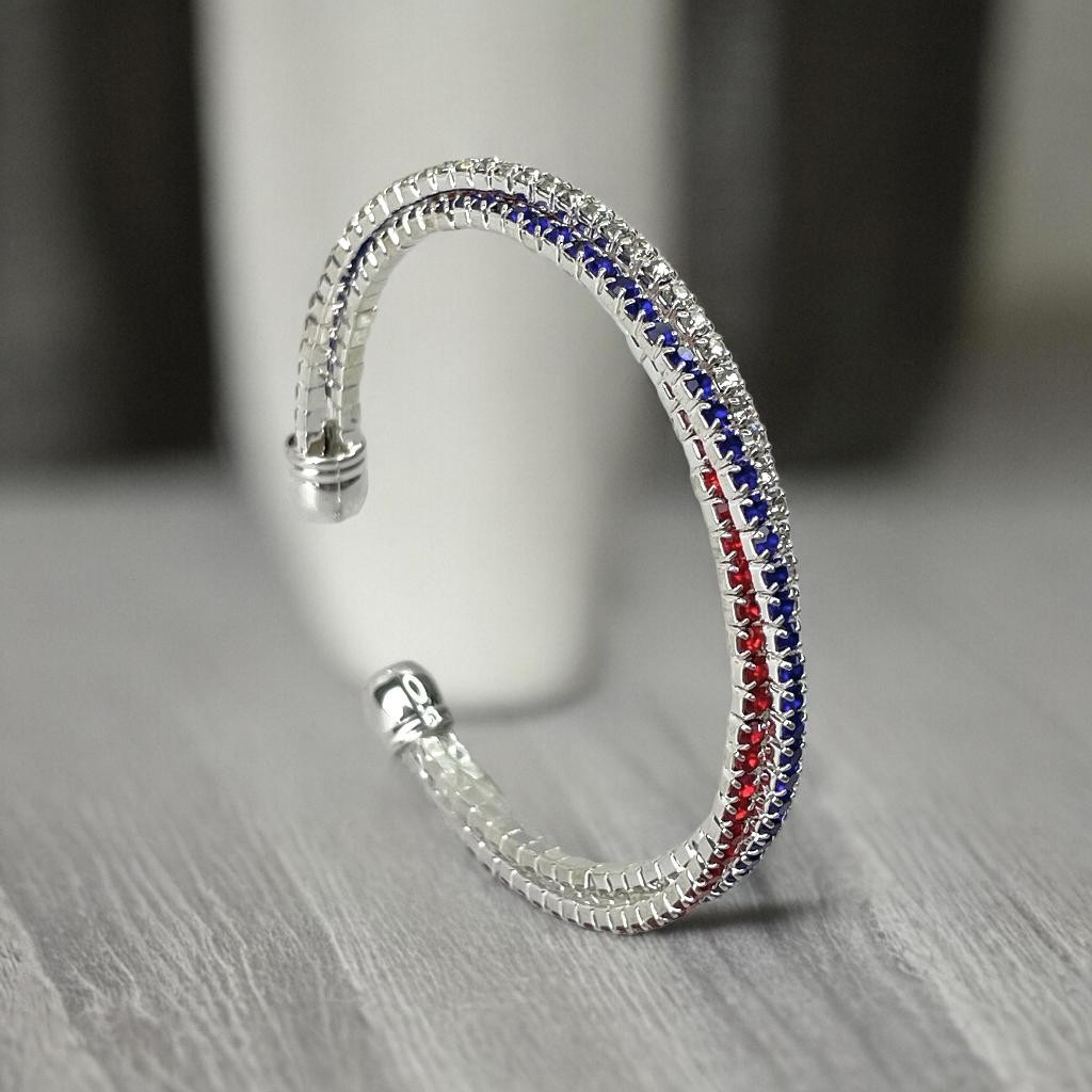 Gelang Merah Biru Putih - Gelang Patriotik Berlian Imitasi untuk pria wanita