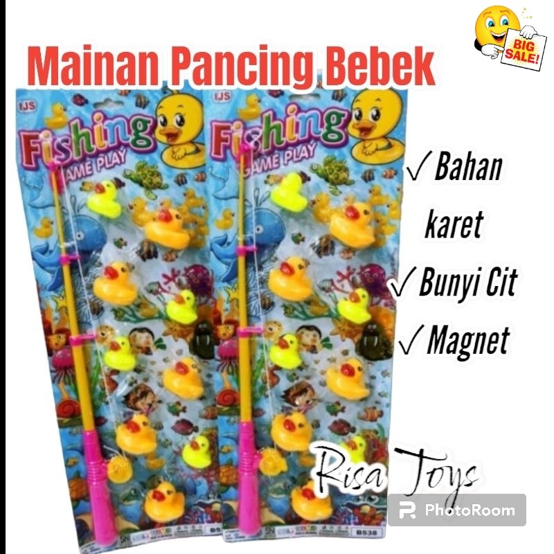 Mainan Pancing  bebek cit bunyi bahan karet, mainan pancing magnet bebek karet