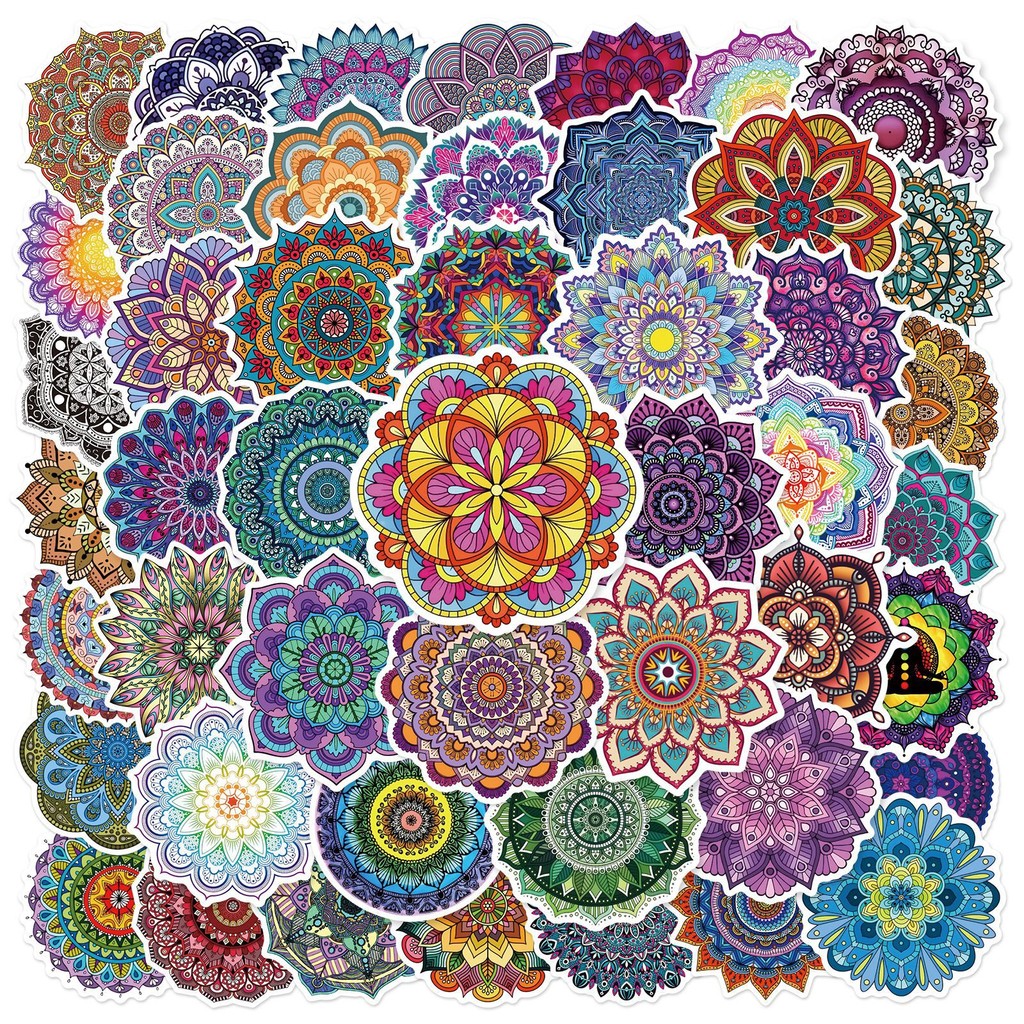 

10/25/50pcs Cool Mandala Flower Stickers Graffiti for Phone Laptop Guitar Stationery Helmet Travel Luggage Skateboard Car DIY