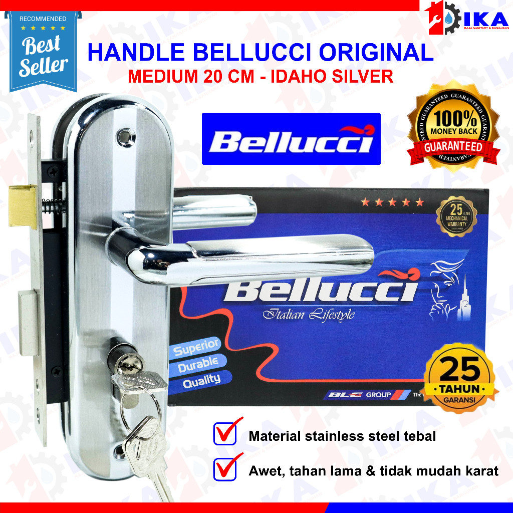 Slot Kunci Handle Handel Bellucci idaho Silver Hendel Pintu Set Medium 20 CM / Kunci Pintu Tanggung 