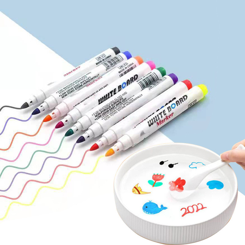 

8/12 Colors Magical Water Painting Pen Water Floating Doodle Pens Kids Drawing Early Education Magic Whiteboard Markers Kids Toy