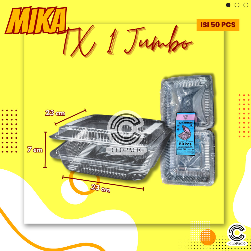 [50PCS] MIKA TX 1 JUMBO MIKA KUE BOLU KOTAK MAKANAN RINGAN