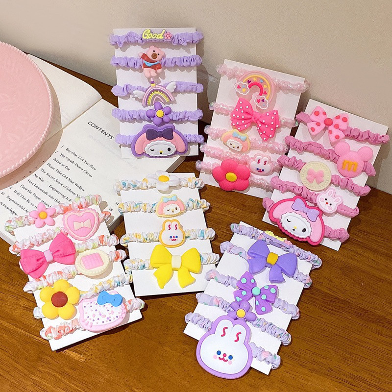 SET IKAT RAMBUT SCRUNCHIE ANAK / KUNCIRAN SCRUNCHIE ANAK / IKAT RAMBUT AAK 1 SET ISI 5PCS