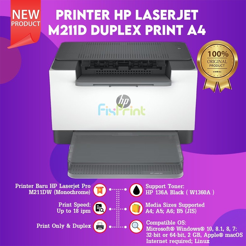 FixPrint Printer LaserJet M211d New Duplex Print Only A4 Garansi Resmi