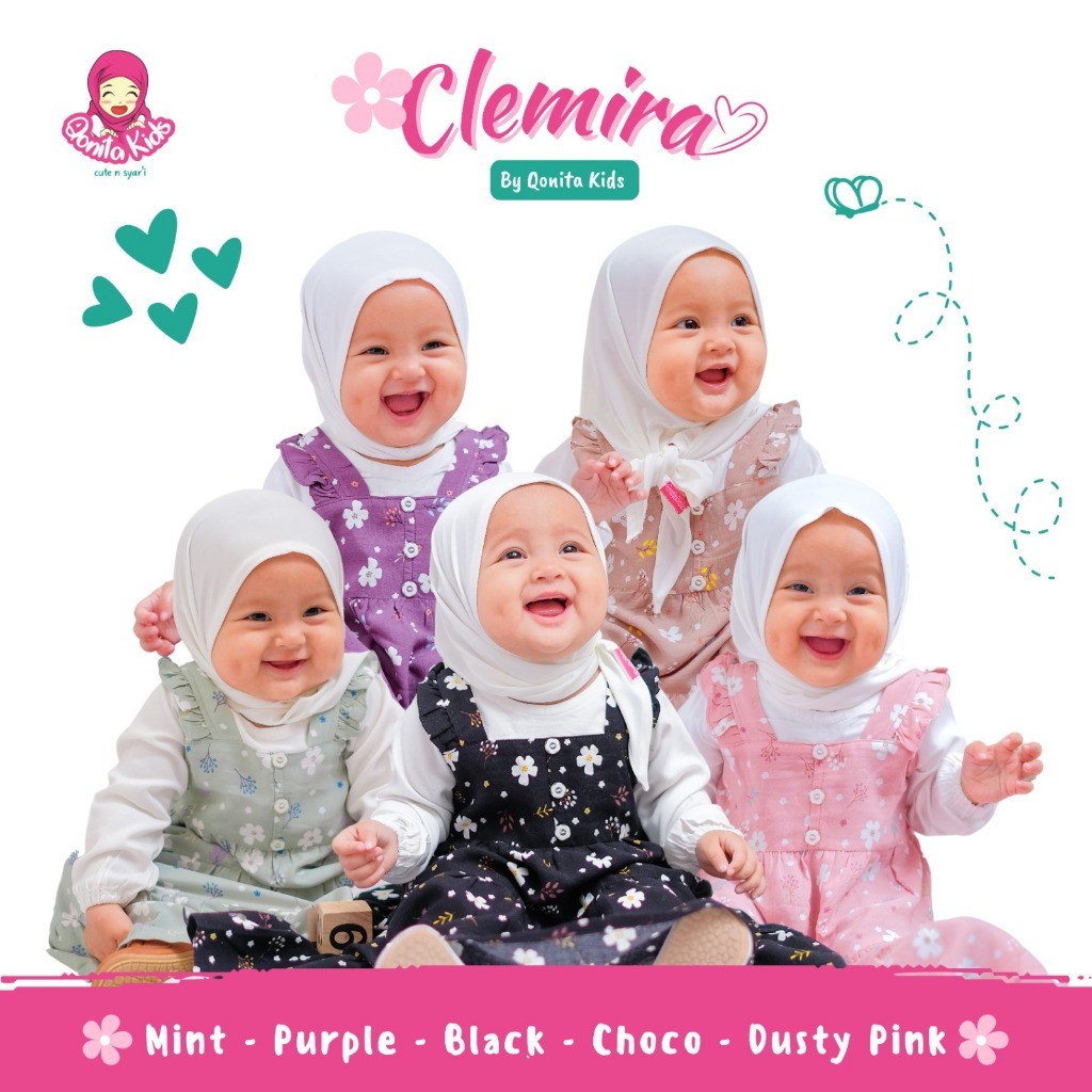 GAMIS ANAK -  CLEMIRA DRESS OVERALL (0 - 9 Thn) Tanpa Hijab. Baju gamis Anak Perempuan, Bahan katun 