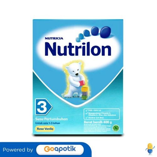 

Nutrilon 3 Susu Pertumbuhan Anak Usia 1-3 Tahun Rasa Vanilla 400 Gram Box