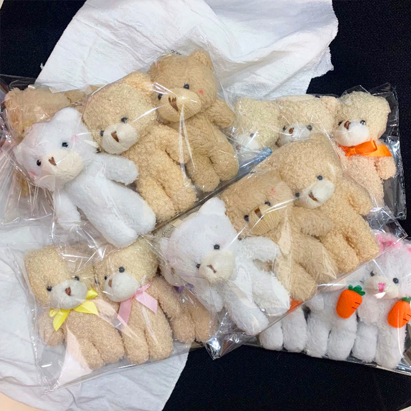 

3pc/set 13cm Teddy Bear Plush Doll Animal Bear Stuffed Toy Keychain Cute Cartoon Rabbit Plush Key Ring Bag Pendant Children Gift