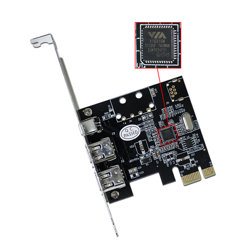 PCI-E 1X to 16X 1394 DV Video capture Card with 6 Pin to 4 Pin Firewire Adapter Desktop Computer 3 P