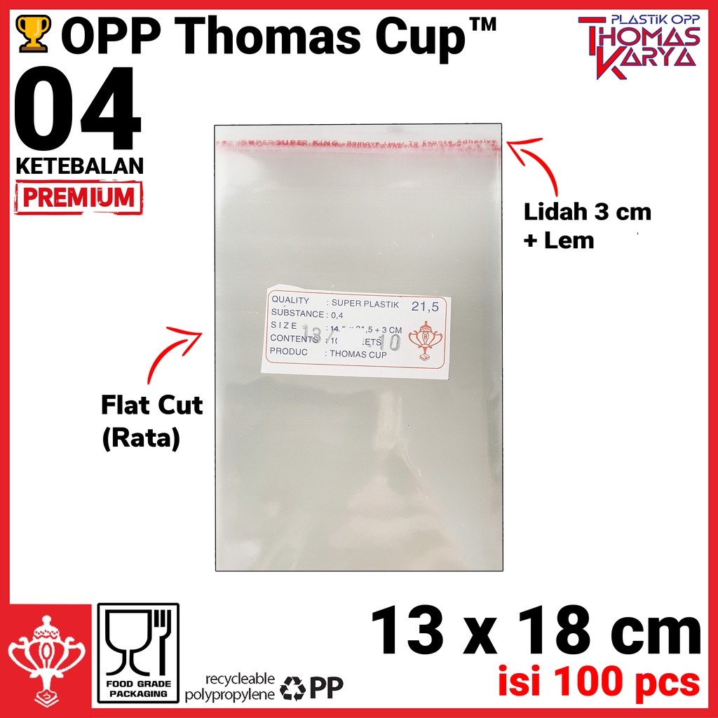 Plastik OPP 13x18 TEBAL isi 100 Kantong Bening Kemasan KABOBS Roti Manis Makanan Undangan Kemasan so