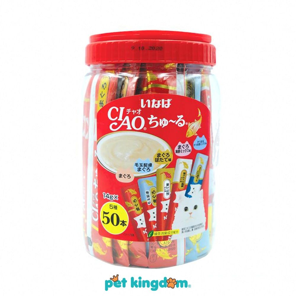 Pet Kingdom Ciao 14 Gr Set 50 Pcs Makanan Kucing Basah Tuna Pakan Kucing Cat Food Kebutuhan Hewan Pe