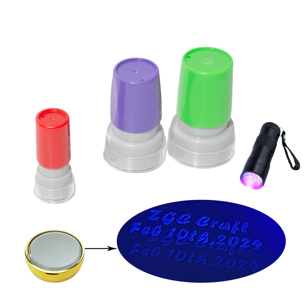

Diy mini fluorescent invisible uv stamp custom logo design for metal plastic glass paper security marking