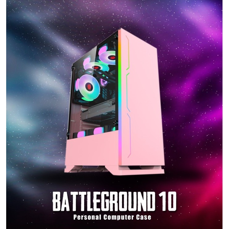 Simbadda BattleGround 10 - ATX, mATX PC Case Tempered Glass - Pink