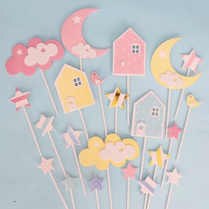 CAKE TOPPER KERTAS HAPPY BIRTHDAY tusukan dekorasi alat perlengkapan kue ulang tahun ultah birthday 