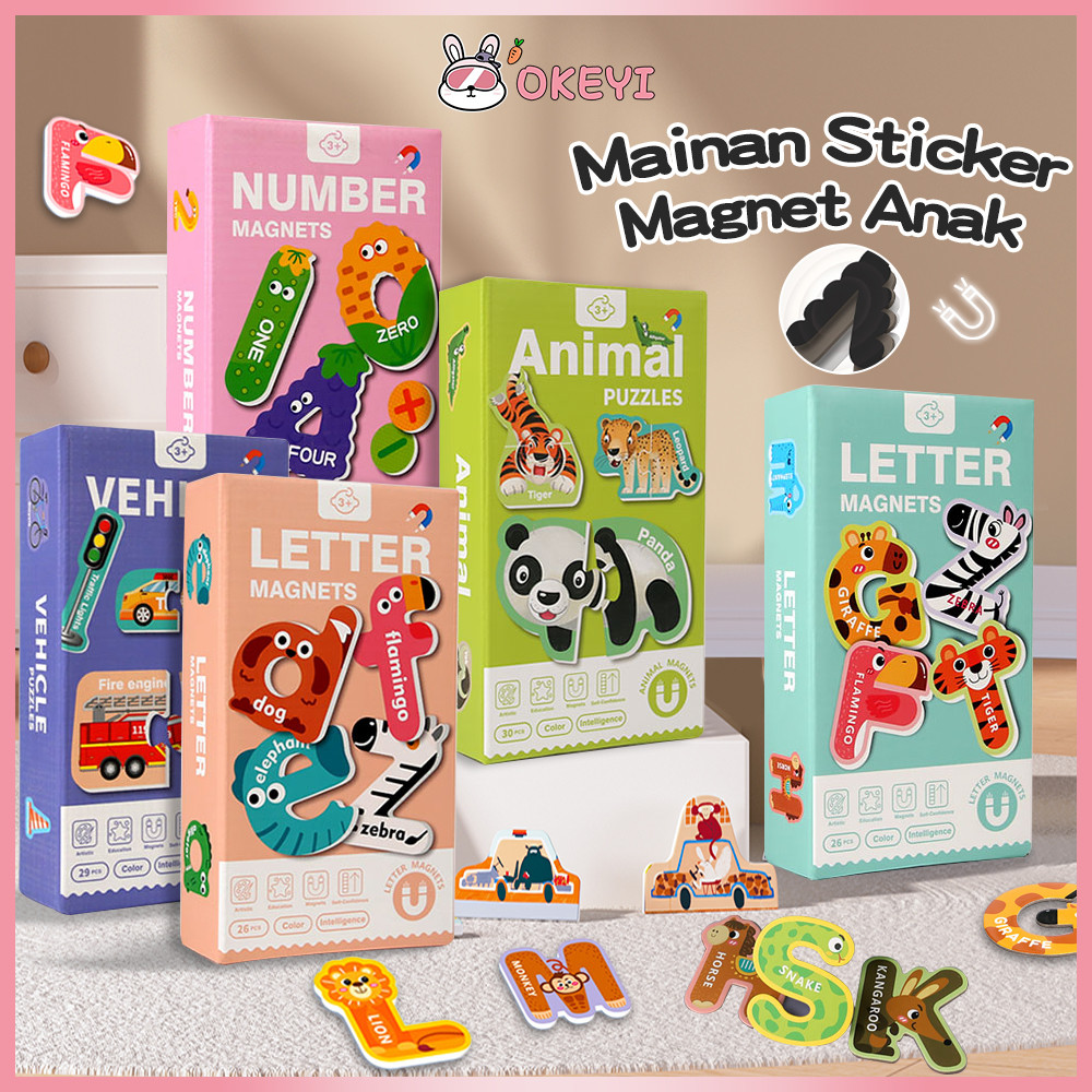 

OKEYI Mainan Stiker Magnet Anak Kartun Stiker Kulkas Kreatif PVC Magnet Lembut