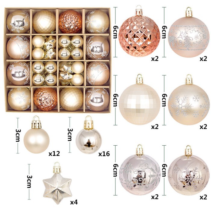 

(Premium Bola Natal) Bola Natal Set / Bola Christmas/ Bola Xmas/ Christmas Ball Natal - Rose Gold