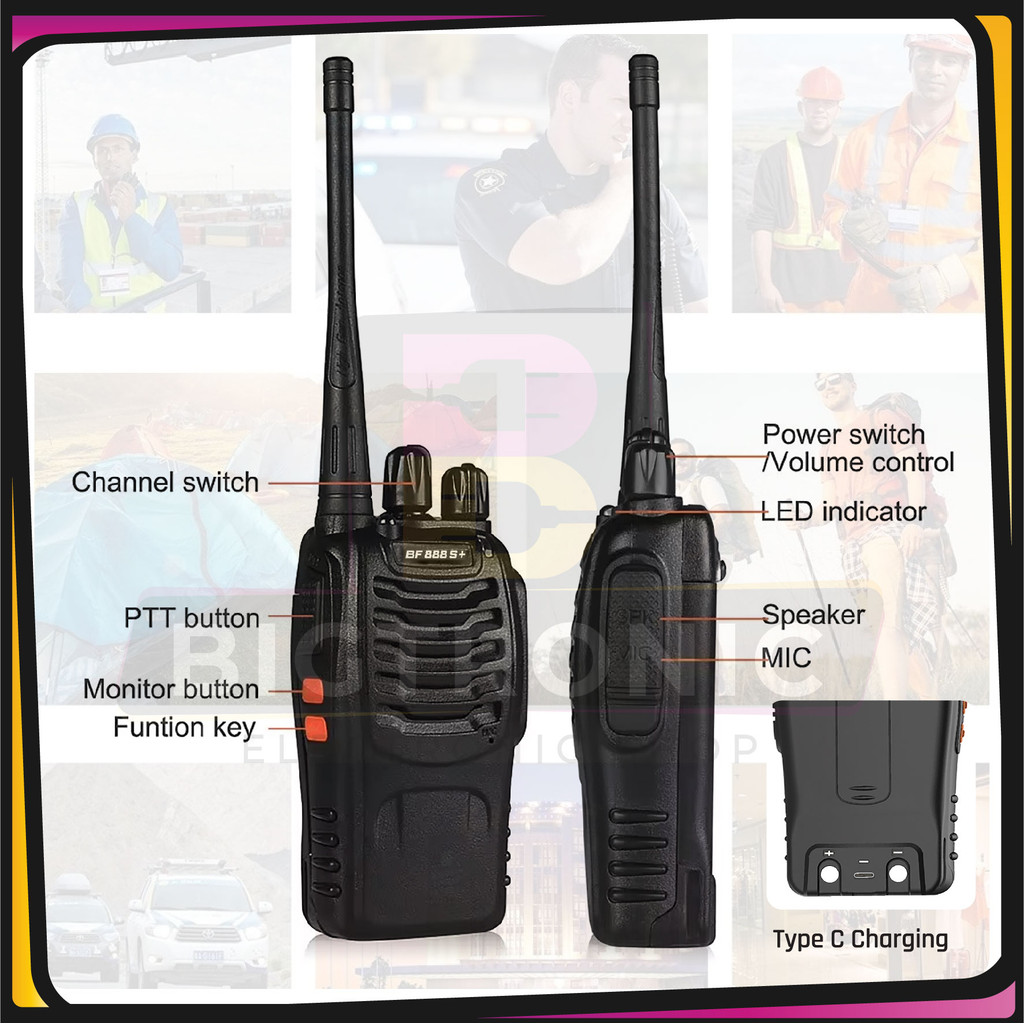 isi 2 set Walkie Talkie BF 888s Plus HT Jarak Jauh 10km WATERPROOF Radio Handy Talky isi 2 Unit