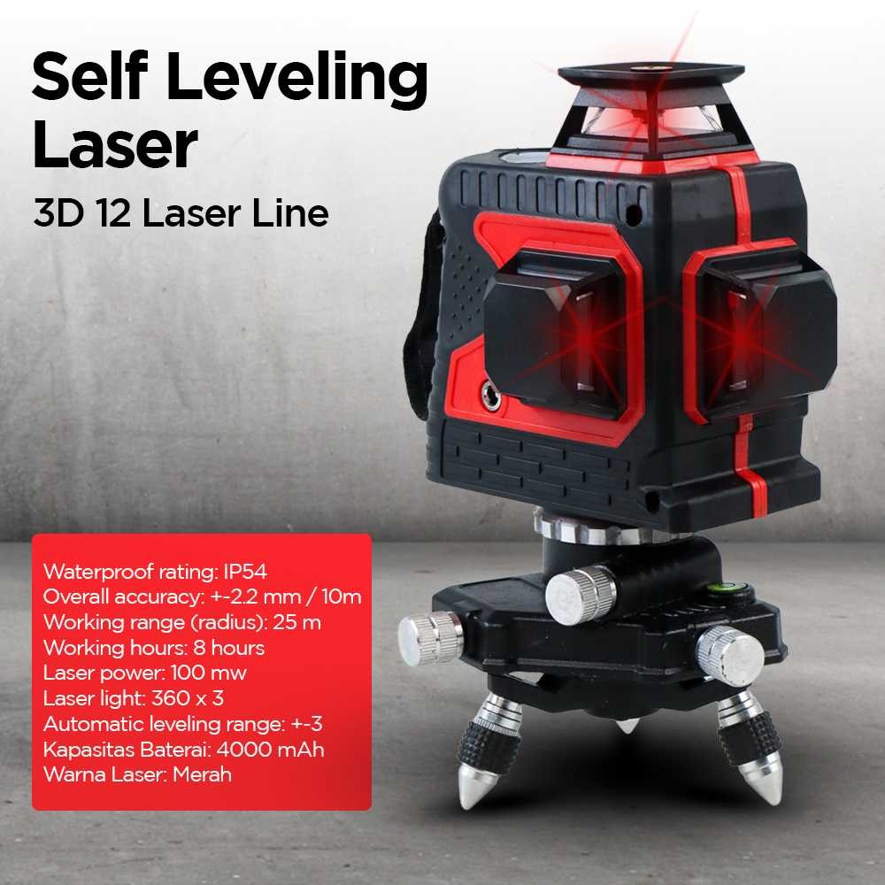 

Yelong Self Leveling 3D Wall Meter Red Laser Beam 12 Line