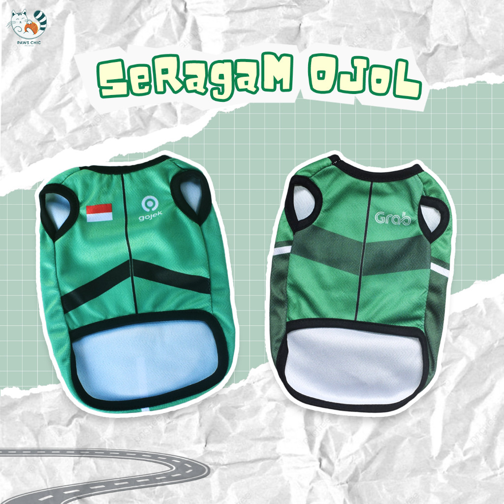 Baju Kucing Anjing Size Jumbo Seragam Gojek Grab Rompi Ojol Lucu Murah untuk Kucing Anjing Kelinci A