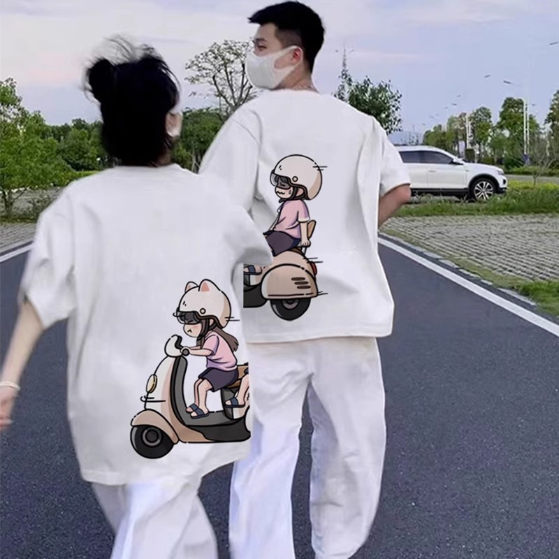 2025 Baru TSHIRT Pasangan Mengendarai Sepeda Motor baju kaos pria T-shirt wanita t shirt pria couple