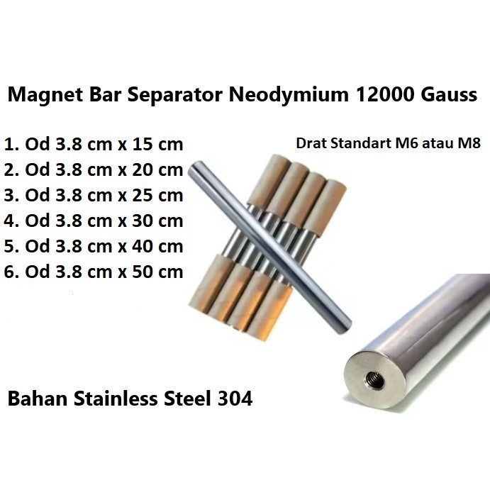 

best -Magnet Bar Separator Neodymium 12000 Gauss OD 3.8 cm / OD 38 mm ( Bisa Custom Ukuran ) - 3.8 cm x 15 cm